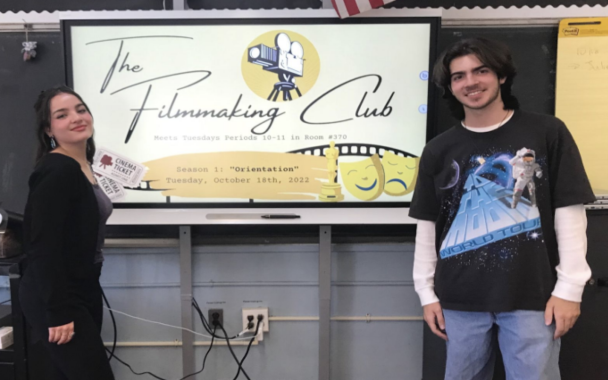 Joanna Ascher (left) and Francesco Pedulla (right) deliver presentations on filmmaking techniques. Photo provided by Joanna Ascher.